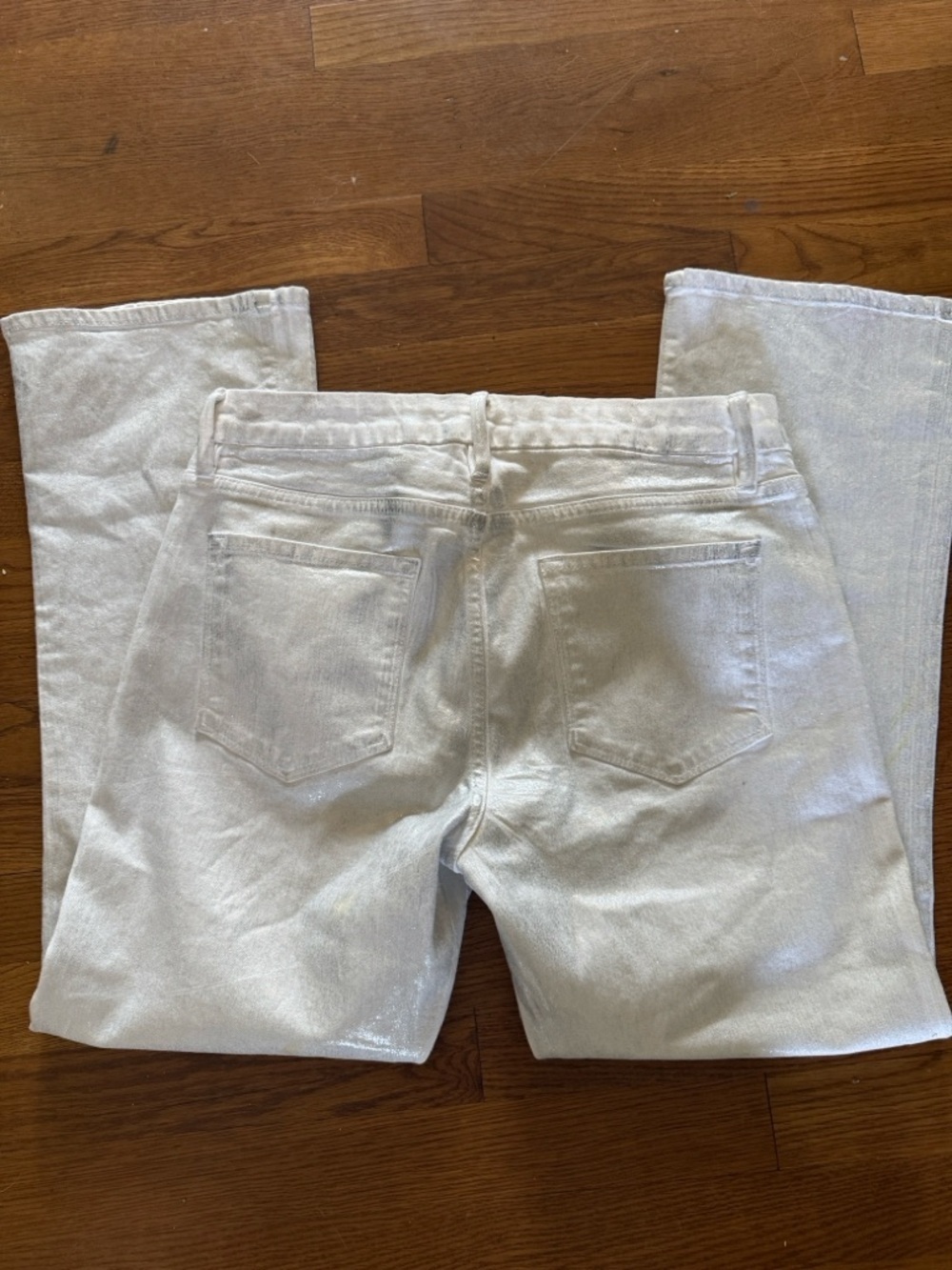 FRAME ladies white silver metallic Jean size 29 La crop mini boot cut. - Picture 9 of 13